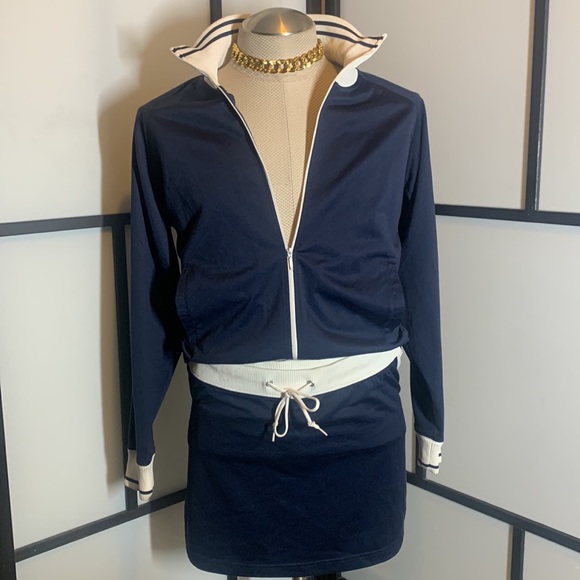 Lady Foot Locker Dresses & Skirts - Lady Foot Locker Women's Blue White Athleisure Skirt & Jacket Sport Set Size XL